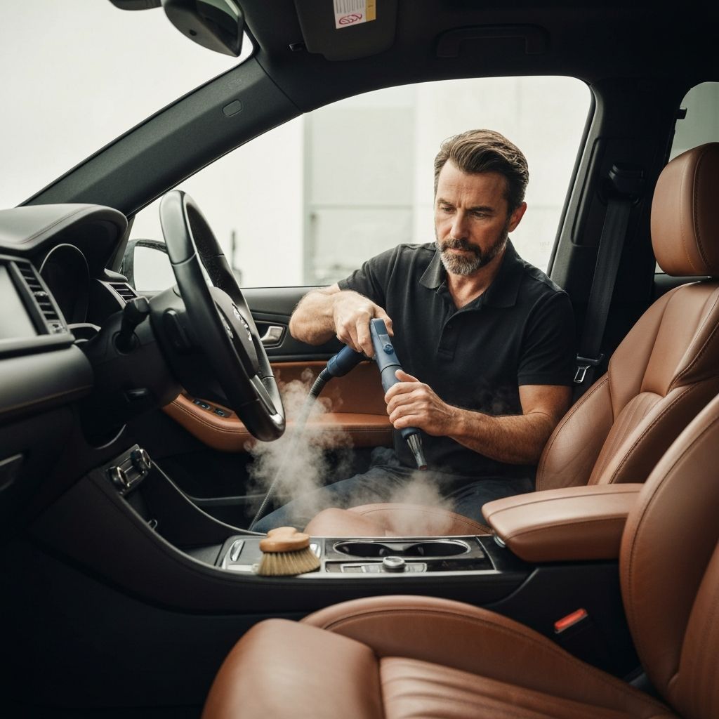 Professionelle Innenraumreinigung München - L&L Auto Detailing bei der Arbeit